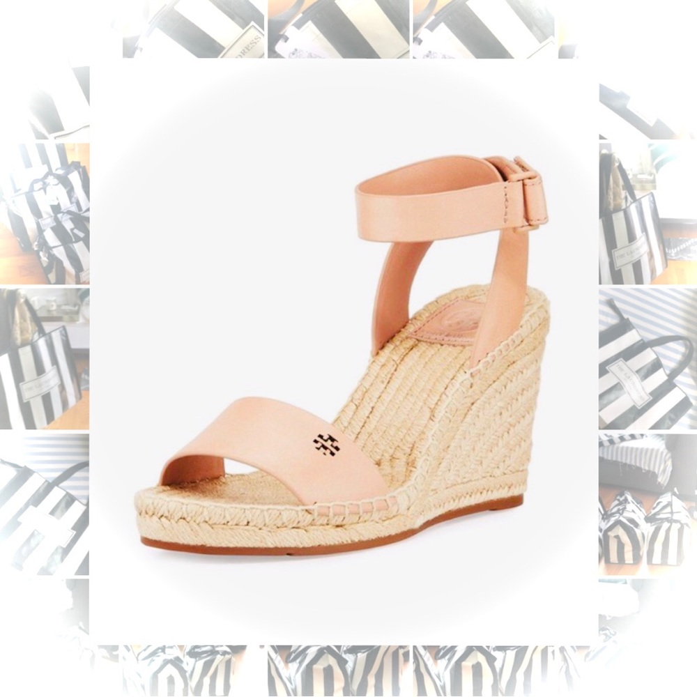 SOLD✨TORY BURCH | 8.5 / 9 | Bima Espadrille Leather Wedge Light Makeup 216 Nude - Picture 1 of 12